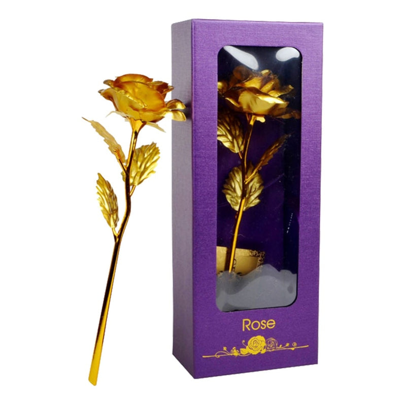 Gold Plated Rose With Love Holder Box Gift Valentine's Day Mother's Day Gifts Flower Gold Dipped Rose