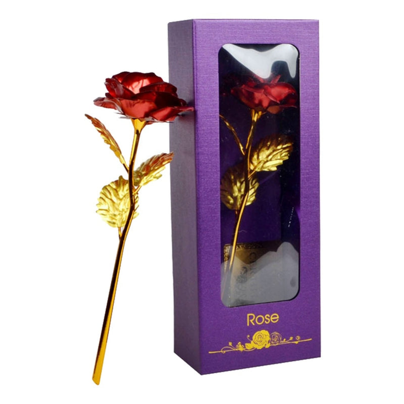 Gold Plated Rose With Love Holder Box Gift Valentine's Day Mother's Day Gifts Flower Gold Dipped Rose