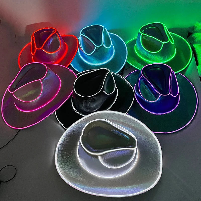 Neon LED Cowboy Hat - Glowing Light-Up Cap