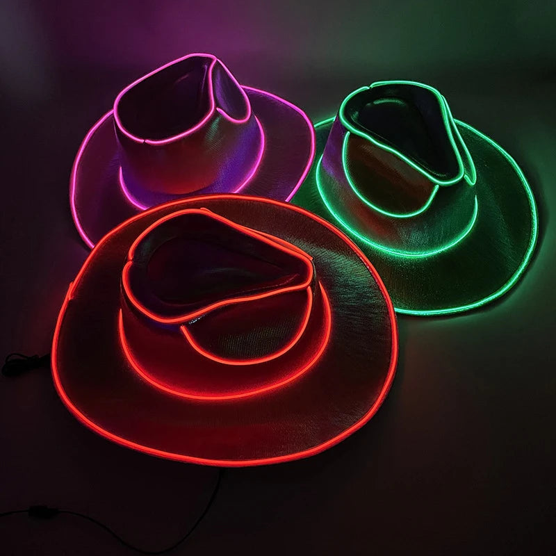 Neon LED Cowboy Hat - Glowing Light-Up Cap