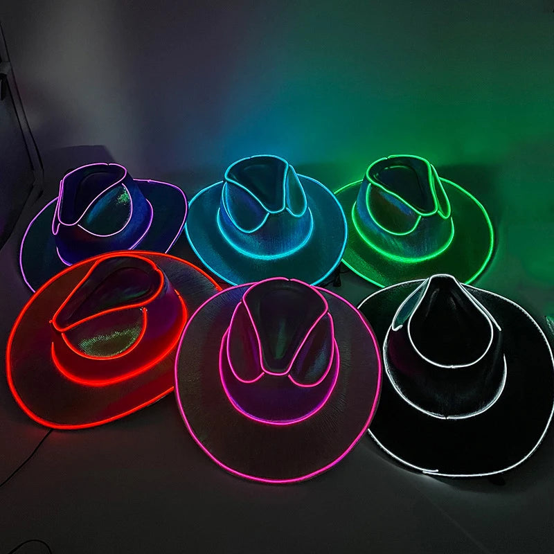 Neon LED Cowboy Hat - Glowing Light-Up Cap