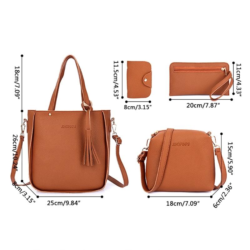 4pcs Women Lady Fashion Handbag Shoulder Bags Tote Purse Messenger Satchel Set LX9F - GoJohnny437