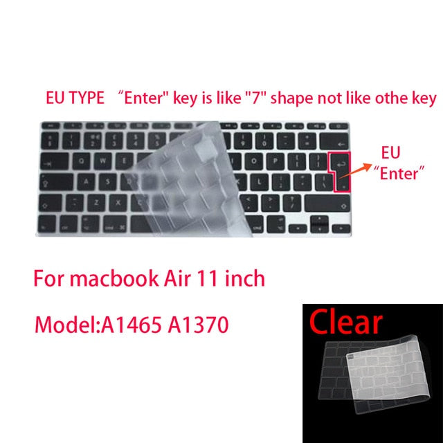 For Apple Macbook pro13/11Air 13/15 Retina12 inch All series silicone keyboard cover case transparent clear protecter film EU/US