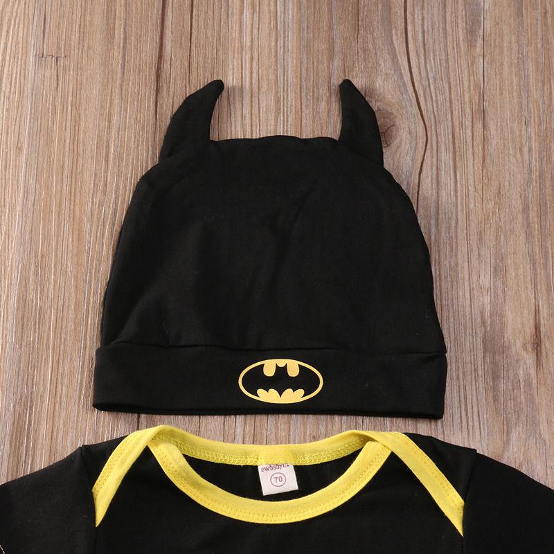 Batman Baby Boys Rompers Jumpsuit Cotton Tops+Shoes+Hat 3Pcs Outfit Clothes Set Newborn Toddler 0-24M Kids Clothes - GoJohnny437