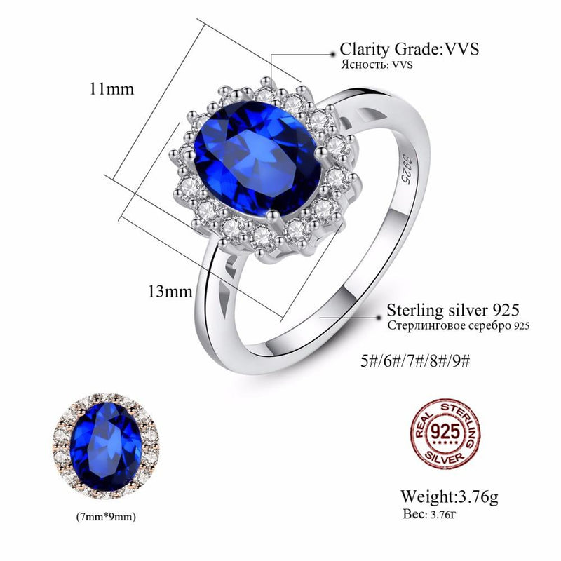 CZCITY Princess Diana William Kate Sapphire Emerald Ruby Gemstone Rings for Women Wedding Engagement Jewelry 925 Sterling Silver - GoJohnny437