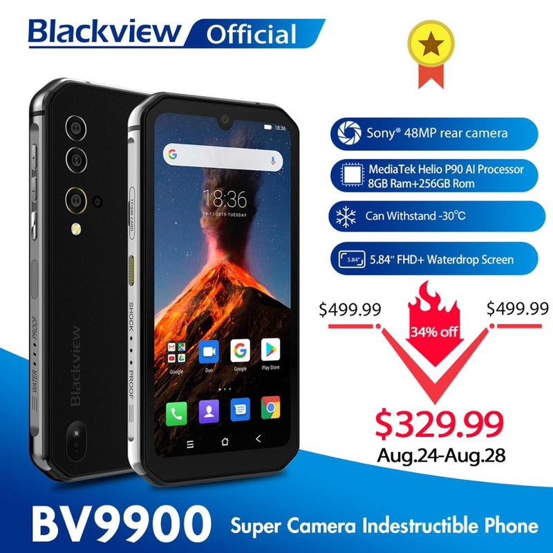 Helio P90 Octa Core 8GB+256GB IP68 Rugged Mobile Phone Android 9.0 48MP Quad Rear Camera NFC Smartphone - GoJohnny437