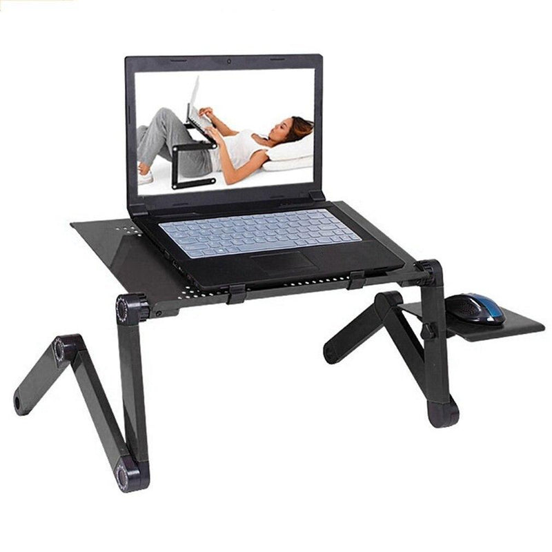 Portable Foldable Aluminum Alloy Laptop Computer Notebook Table Stand Desk Bed Tray Enjoy Fun in Home With Fan - GoJohnny437