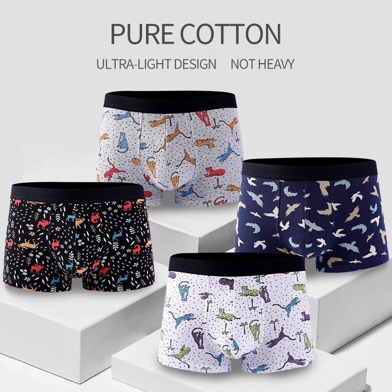 Printed Shorts Men Underwear Breathable Shorts Solid Flexible Underpants Fashion Shorts Cotton Cuecas - GoJohnny437